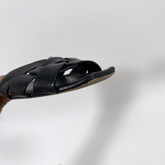 SAINT LAURENT Black Leather Woven Sandal Slide *AS IS* - Picture 10 of 10